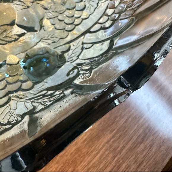 VTG Indiana Glass Pastel Blue Oval 4 Footed Centerpiece Fruit Bowl Harvest Grape - Picture 9 of 13